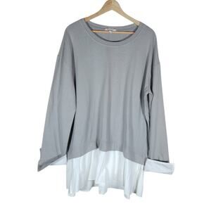 Eri + Ali Womens Tunic Top XL Gray Knit Layered Hem Casual Soft Feminine Classic